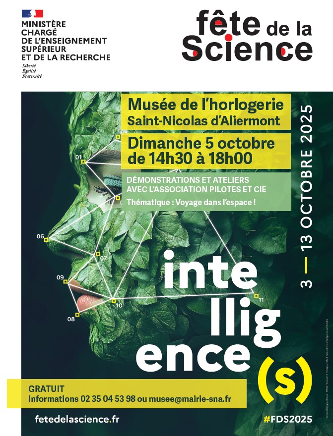 affiche fête de la science 2025 musée horlogerie Normandie